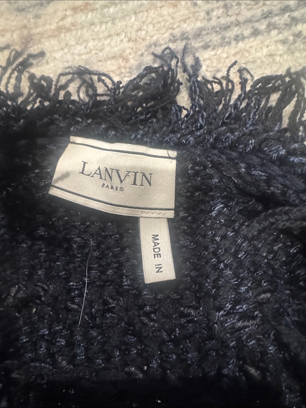 Lanvin Black & blue wool blend Fringe Knit Cardigan - Picture 2 of 5